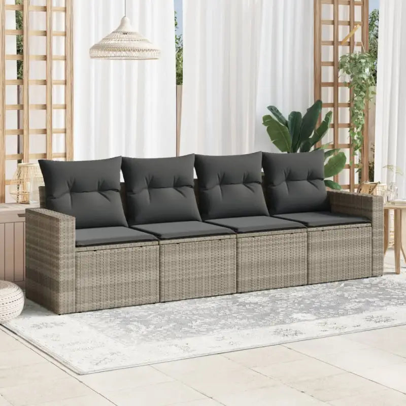 Loungetuig tuinset met poly rattan en comfortabele zitervaring - Lichtgrijs / Zonder tafel - Tuinsets