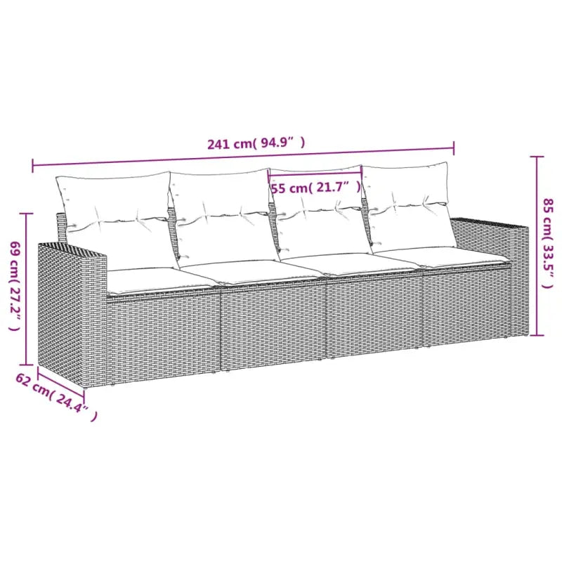 Loungetuig tuinset met poly rattan en comfortabele zitervaring - Tuinsets