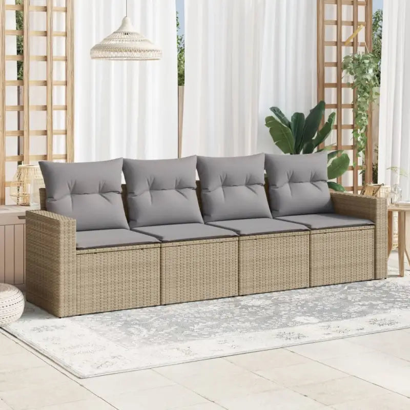Loungetuig tuinset met poly rattan en comfortabele zitervaring - Beige en grijs / Zonder tafel - Tuinsets