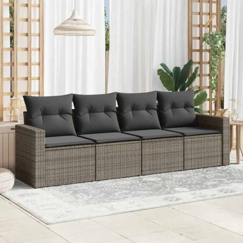 Loungetuig tuinset met poly rattan en comfortabele zitervaring - Grijs / Zonder tafel - Tuinsets
