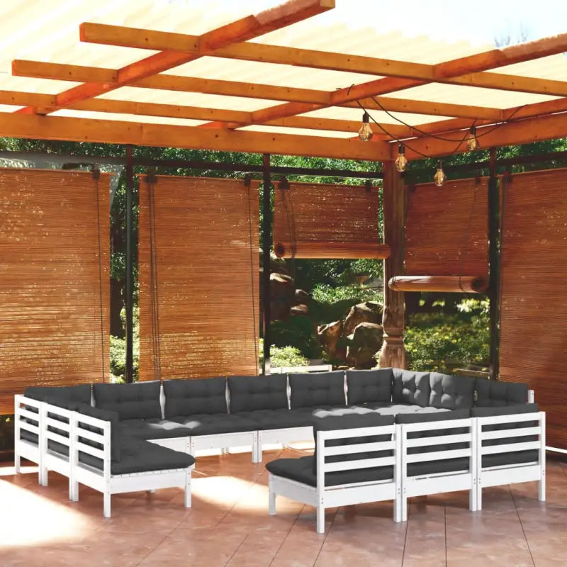 Loungetuig van massief grenenhout voor in de tuin - Wit - Tuinsets