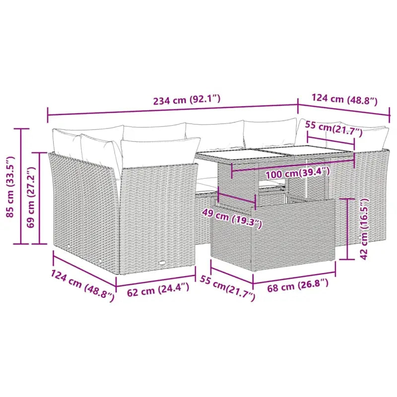 Loungetuig waterdichte zak beige materiaal en gepoedercoat staal - Tuinsets
