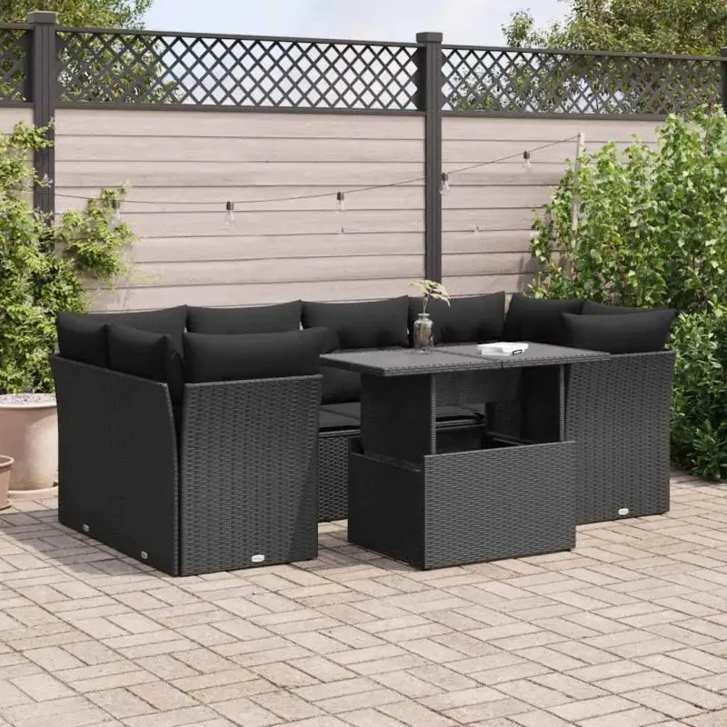 Loungetuig waterdichte zak beige materiaal en gepoedercoat staal - Zwart en crème / met opbergruimte - Tuinsets