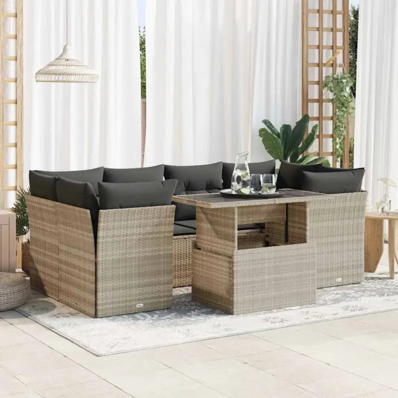 Loungetuig waterdichte zak beige materiaal en gepoedercoat staal - Lichtgrijs / met opbergruimte - Tuinsets