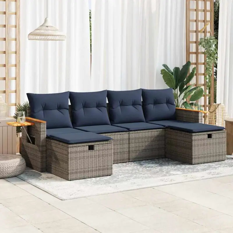 Loungetuigenset in grijs materiaal met gepoedercoat staal afmetingen - Grijs / met opbergruimte - Tuinsets