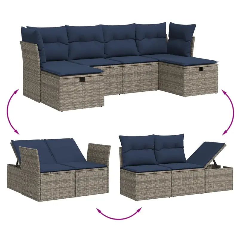 Loungetuigenset in grijs materiaal met gepoedercoat staal afmetingen - Tuinsets