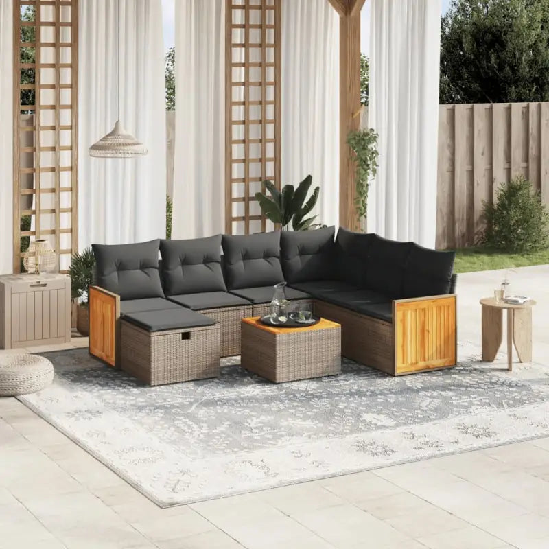 Loungetuinset in gemengd beige met gepoedercoat staal en afmetingen - Grijs / Met tafel - Tuinsets