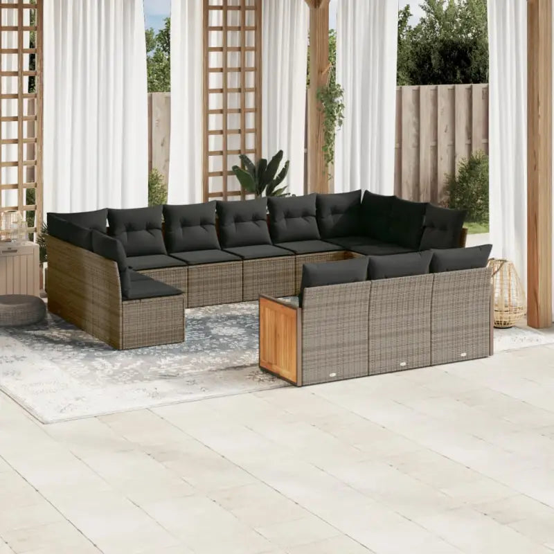 Loungetuinset in grijs materiaal met gepoedercoat staal en comfortabele afmetingen - grijs en donkergrijs / Zonder