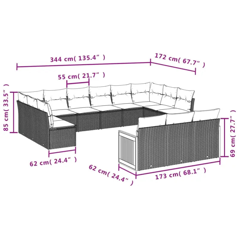 Loungetuinset in grijs materiaal met gepoedercoat staal en comfortabele afmetingen - Tuinsets