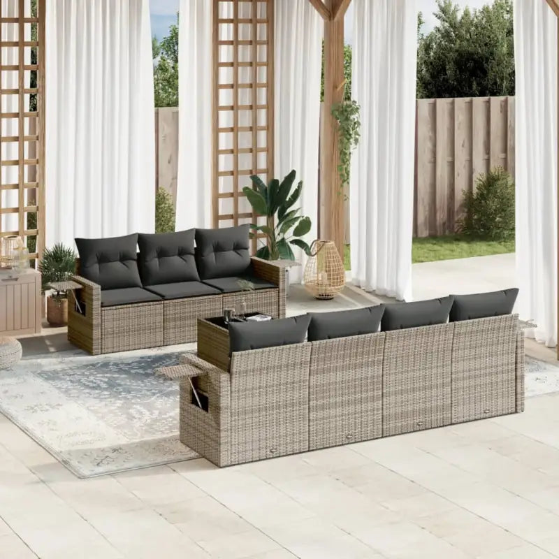 Loungetuinset in grijs materiaal met gepoedercoat staal en afmetingen - Grijs - Tuinsets