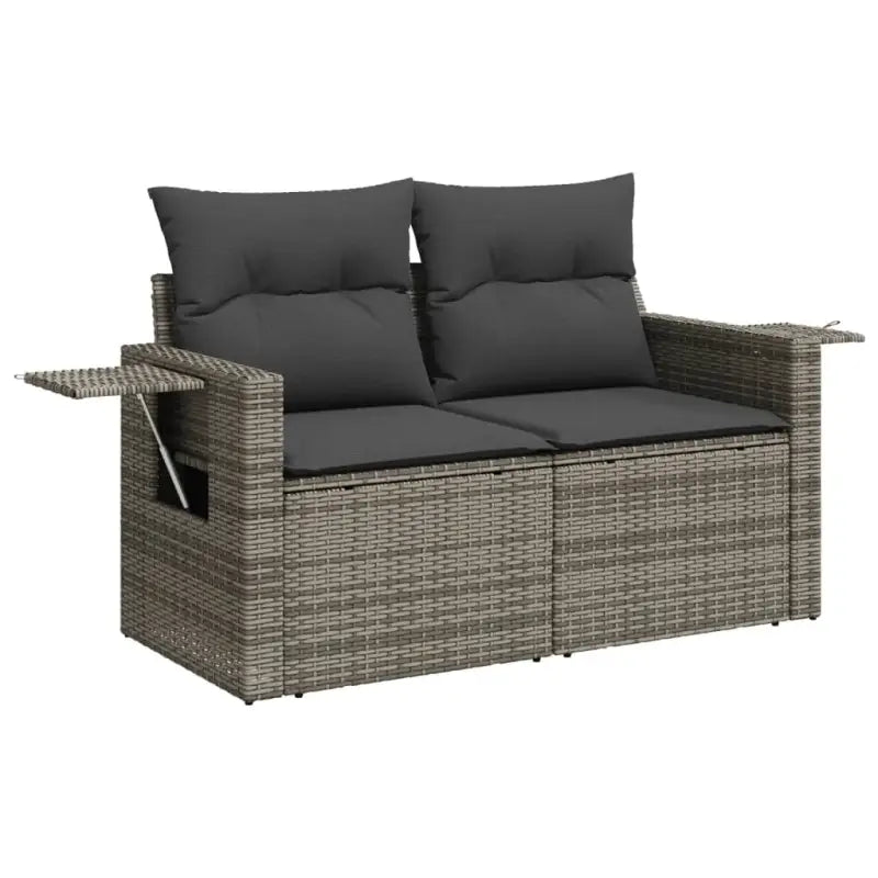 Loungetuinset in grijs materiaal met gepoedercoat staal en afmetingen - Tuinsets