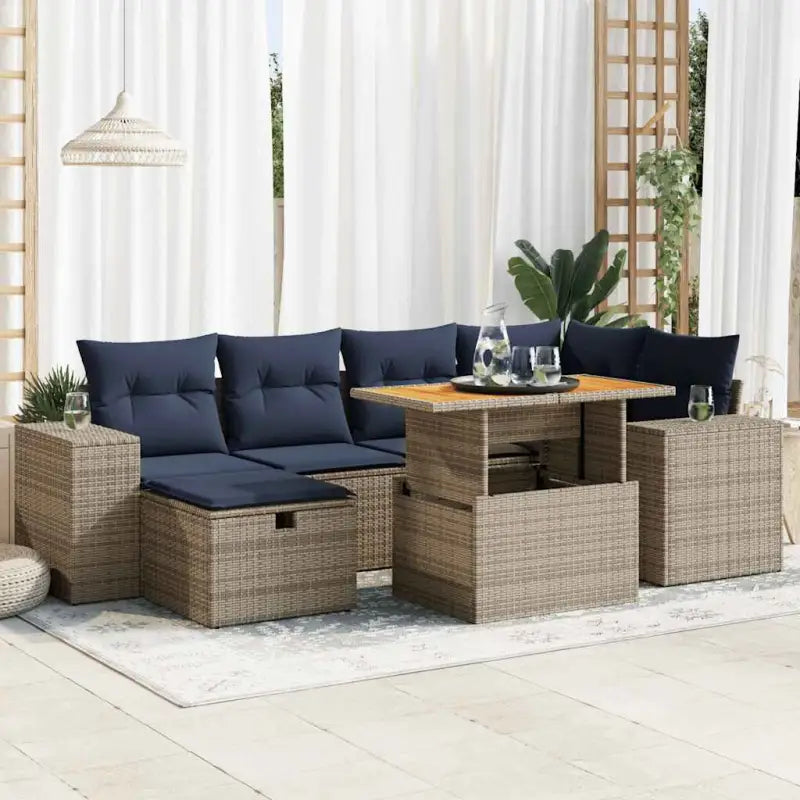 Loungetuinset in grijs materiaal met waterdichte tas en gepoedercoat staal - Grijs / met opbergruimte - Tuinsets