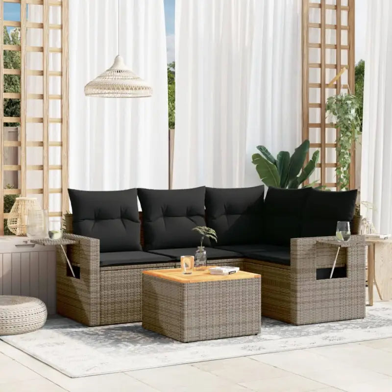 Loungetuinset in grijs materiaal met waterdichte tas en gepoedercoat staal - Grijs - Tuinsets