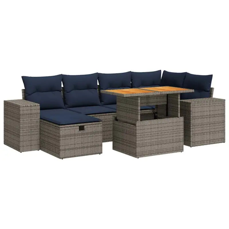 Loungetuinset in grijs materiaal met waterdichte tas en gepoedercoat staal - Grijs / met opbergruimte - Tuinsets