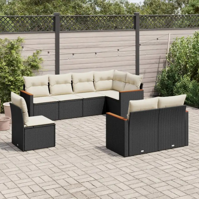 Loungetuinset in zwart materiaal met gepoedercoat staal afmetingen - Zwart en crème / Zonder tafel - Tuinsets