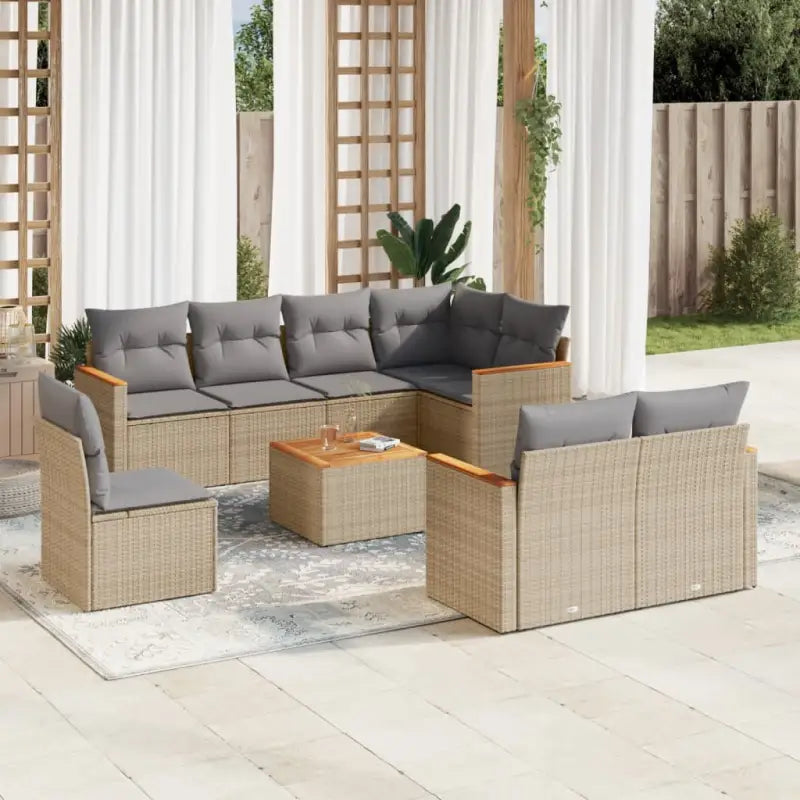 Loungetuinset in zwart materiaal met gepoedercoat staal afmetingen - Gemengd beige / Met tafel - Tuinsets