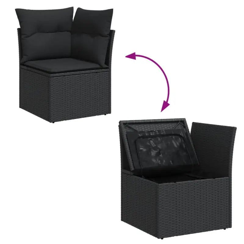 Loungetuinset in zwart materiaal met gepoedercoat staal afmetingen - Tuinsets