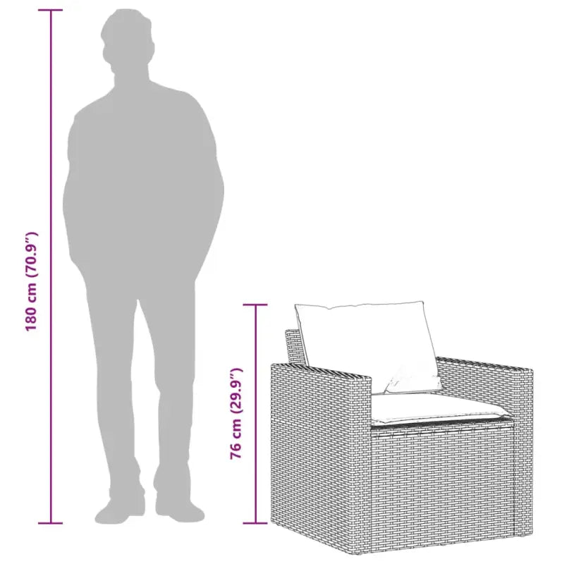 Loungetuinset in Zwart Materiaal met Poly Rattan en Gepoedercoat Staal - Tuinsets