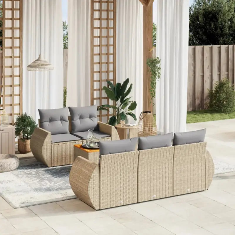 Loungetuinset met beige materiaal en gepoedercoat staal afmetingen - Beige en grijs - Tuinsets