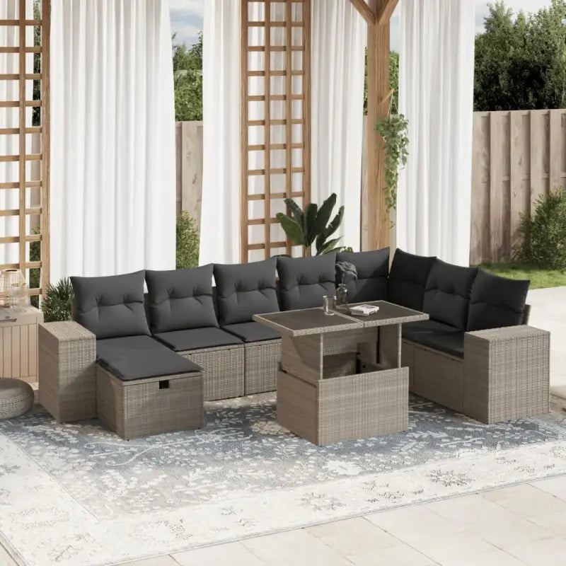 Loungetuinset met beige materiaal en gepoedercoat staal afmetingen - Lichtgrijs / zonder opbergruimte - Tuinsets
