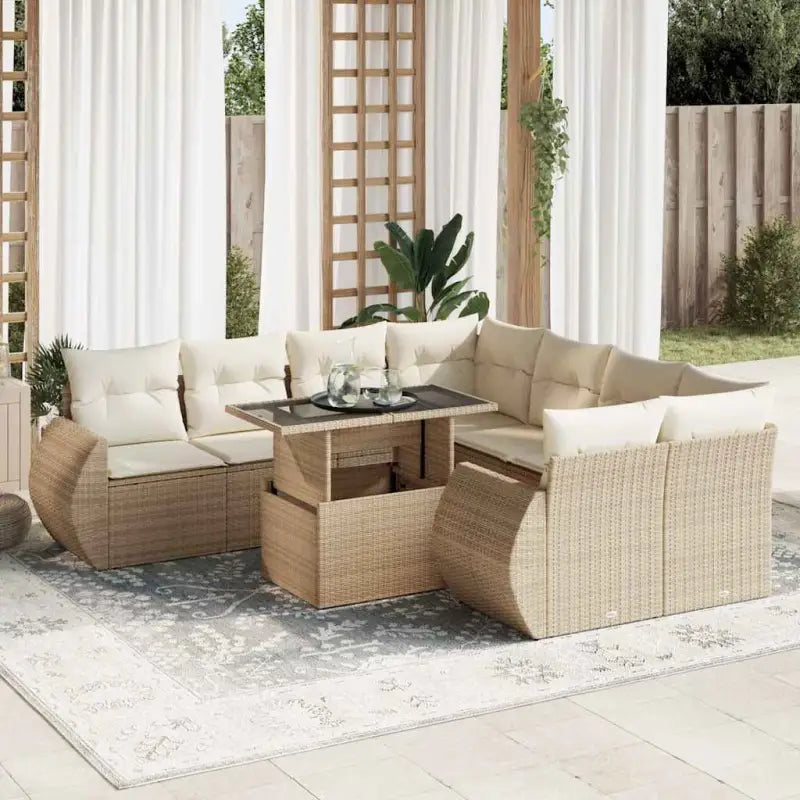 Loungetuinset met beige materiaal en gepoedercoat staal afmetingen - beige en crèmekleurig / met opbergruimte - Tuinsets