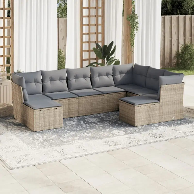 Loungetuinset met beige materiaal en gepoedercoat staal afmetingen - Beige en grijs / Zonder tafel - Tuinsets