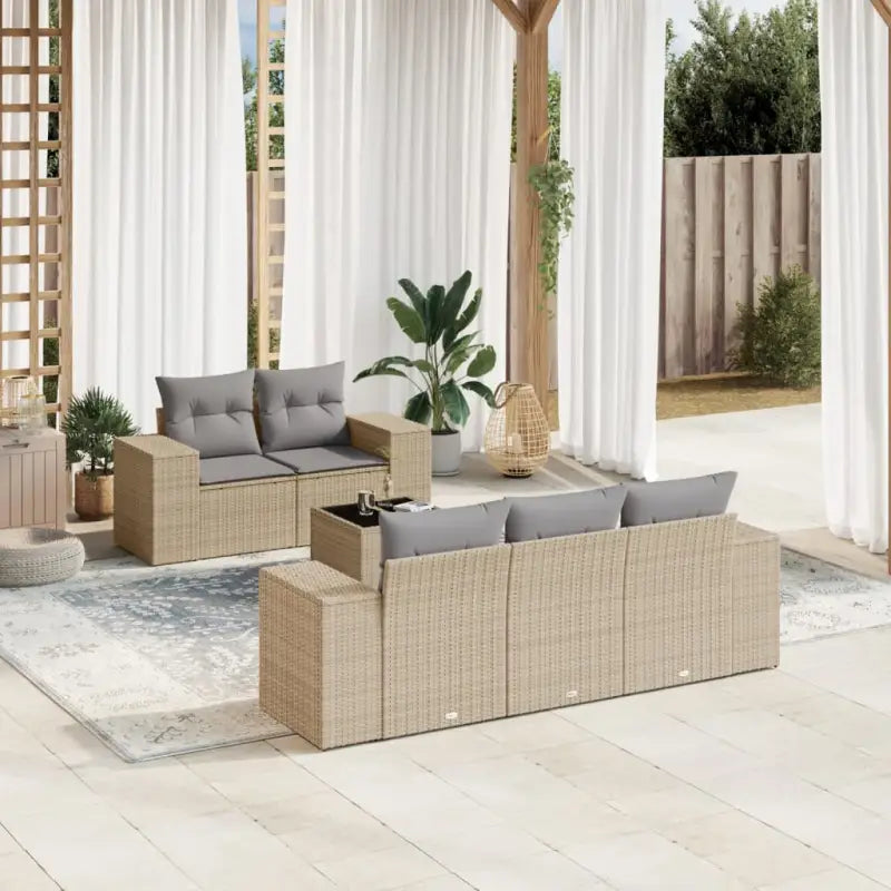 Loungetuinset met beige materiaal en gepoedercoat staal afmetingen - Beige en grijs - Tuinsets