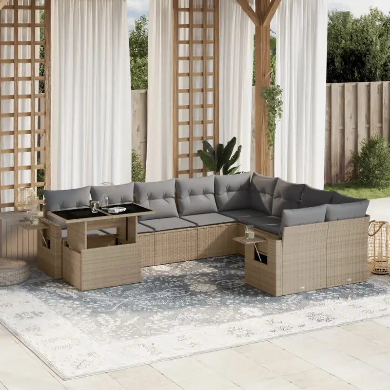Loungetuinset met beige materiaal en gepoedercoat staal afmetingen - Tuinsets