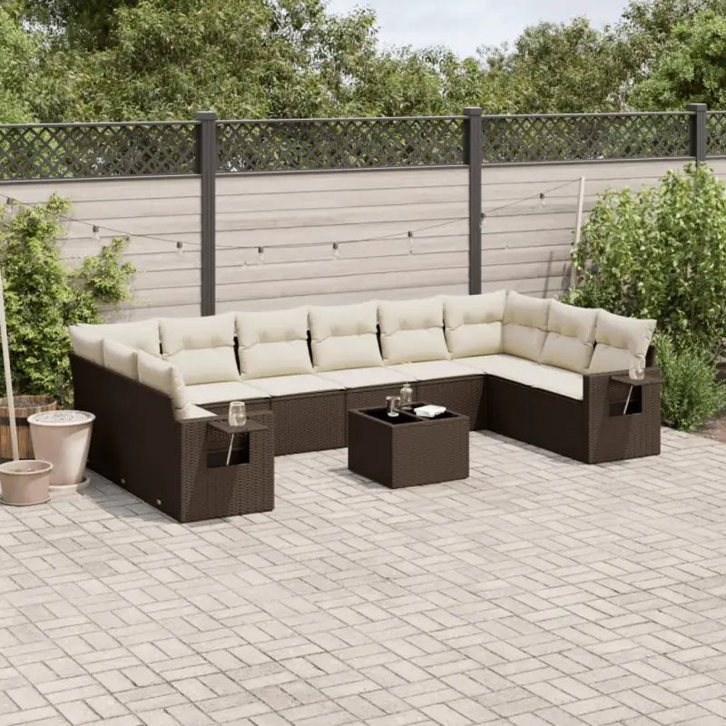 Loungetuinset met gepoedercoat staal en afmetingen in zwart materiaal - Bruin en crème / Zonder tafel - Tuinsets