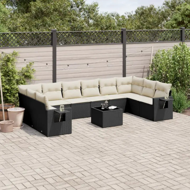 Loungetuinset met gepoedercoat staal en afmetingen in zwart materiaal - Zwart en crème / Zonder tafel - Tuinsets
