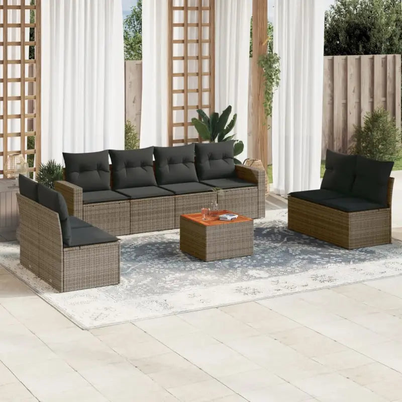 Loungetuinset met poly rattan en gepoedercoat staal voor buitenplezier - Grijs - Tuinsets