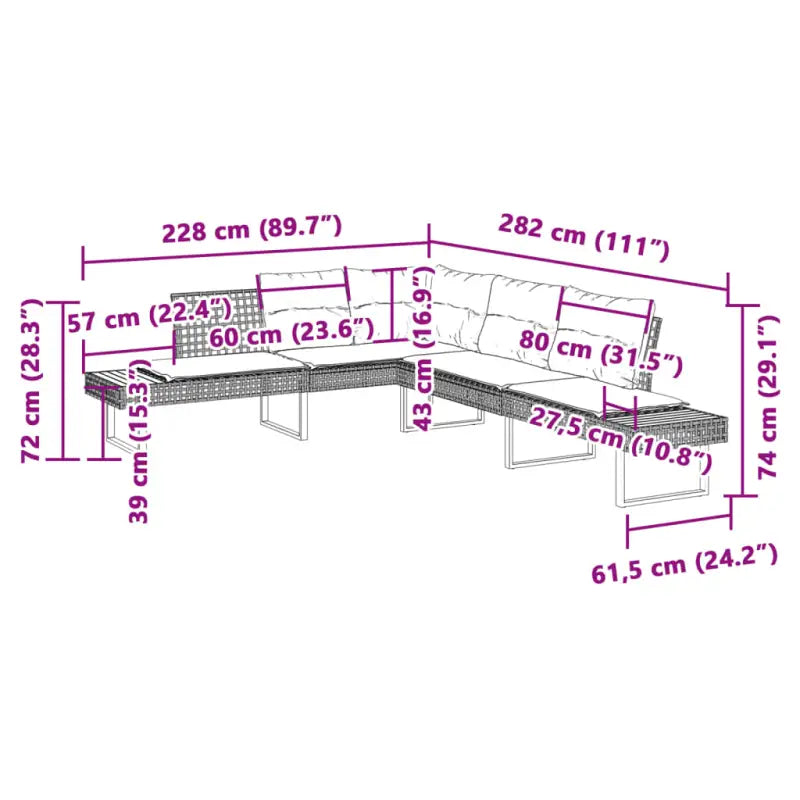 Loungetuinset met poly rattan en gepoedercoat staal voor comfortabele zitervaring - Tuinsets