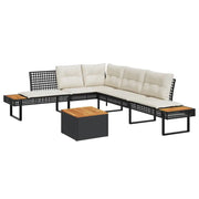Loungetuinset met poly rattan en gepoedercoat staal voor comfortabele zitervaring - Tuinsets