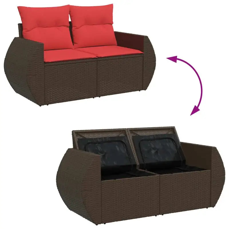 Loungetuinset met waterdichte tas en bruin gepoedercoat staal - Bruin / met opbergruimte - Tuinsets