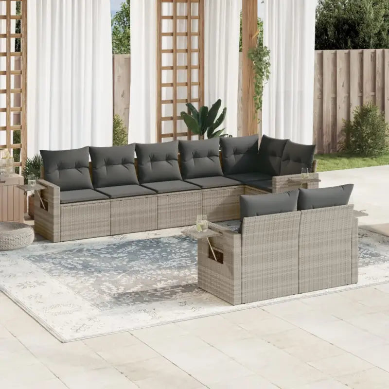 Loungetuinset met waterdichte tas en zwart gepoedercoat staal - Lichtgrijs / Zonder tafel - Tuinsets