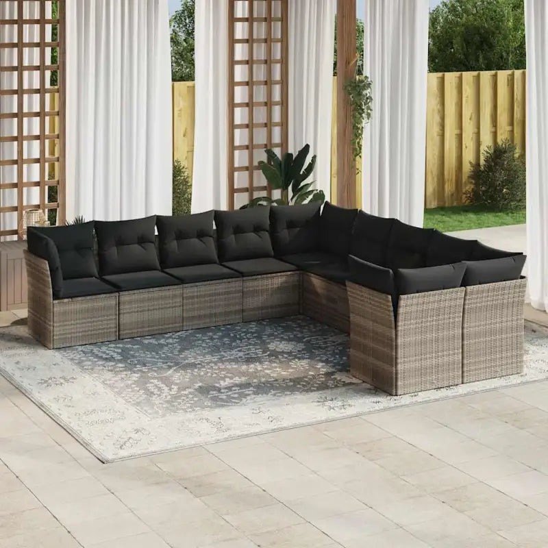 Loungetuinset met waterdichte tas en zwart gepoedercoat staal - Lichtgrijs / Zonder tafel - Tuinsets
