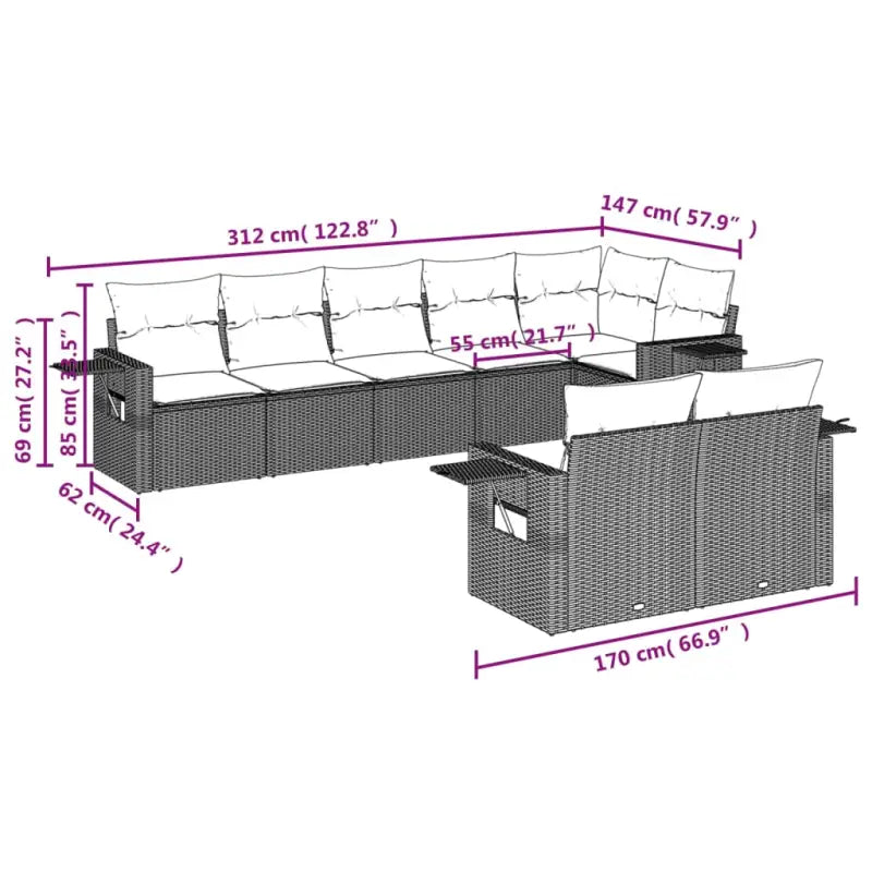 Loungetuinset met waterdichte tas en zwart gepoedercoat staal - Tuinsets