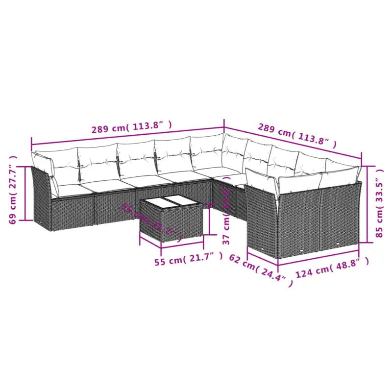 Loungetuinset met waterdichte tas en zwart gepoedercoat staal - Tuinsets