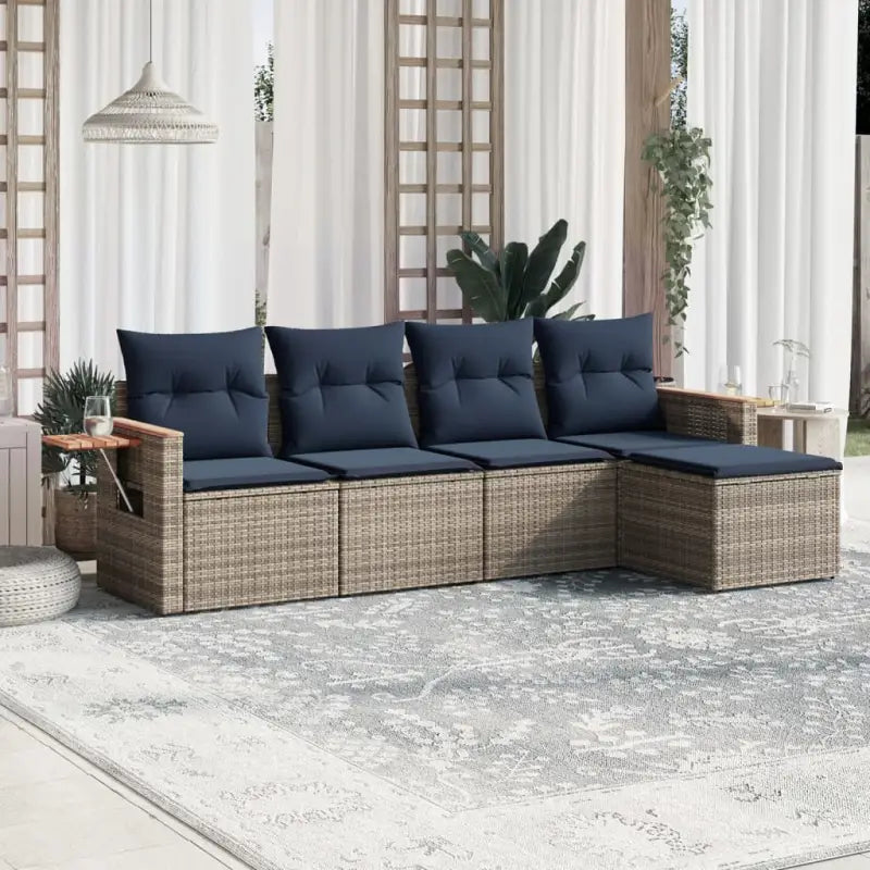 Loungetuinset met zwart materiaal en gepoedercoat staal afmetingen - Grijs / Zonder tafel - Tuinsets