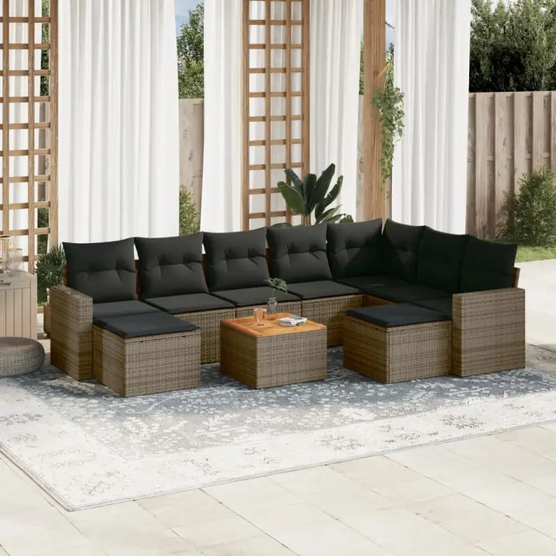 Loungetuinset met zwart materiaal en waterdichte tas voor buiten - Grijs - Tuinsets