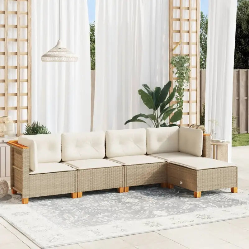 Loungetuinset met zwarte gepoedercoate stalen afwerking en natuurlijke olieafwerking - Beige / Zonder tafel