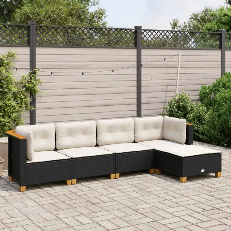 Loungetuinset met zwarte gepoedercoate stalen afwerking en natuurlijke olieafwerking - Tuinsets