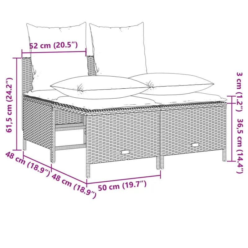 Loungetuinset van bruin materiaal met gepoedercoat staal afmetingen - Tuinsets