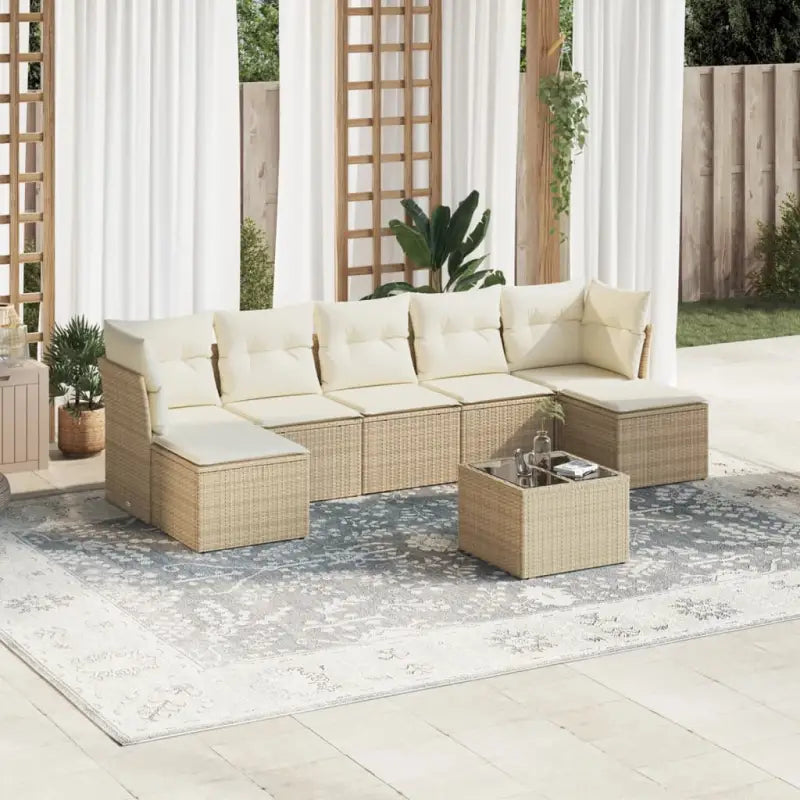Loungetuinset van gepoedercoat staal met beige materiaal en afmetingen - beige en crèmekleurig / Zonder tafel - Tuinsets