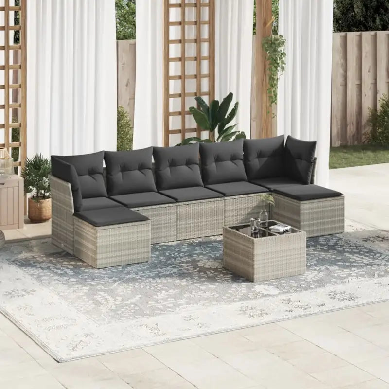 Loungetuinset van gepoedercoat staal met beige materiaal en afmetingen - Lichtgrijs / Zonder tafel - Tuinsets