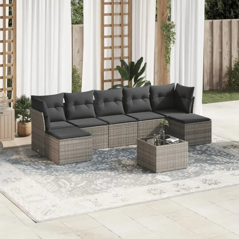 Loungetuinset van gepoedercoat staal met beige materiaal en afmetingen - Grijs / Zonder tafel - Tuinsets