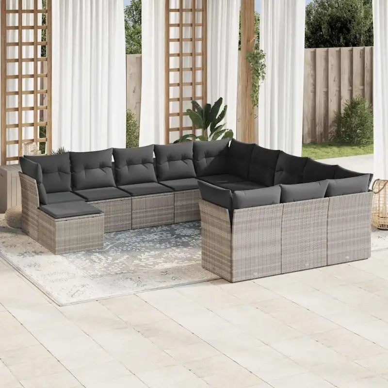 Loungetuinset van gepoedercoat staal met beige materiaal afmetingen - Lichtgrijs / Zonder tafel - Tuinsets