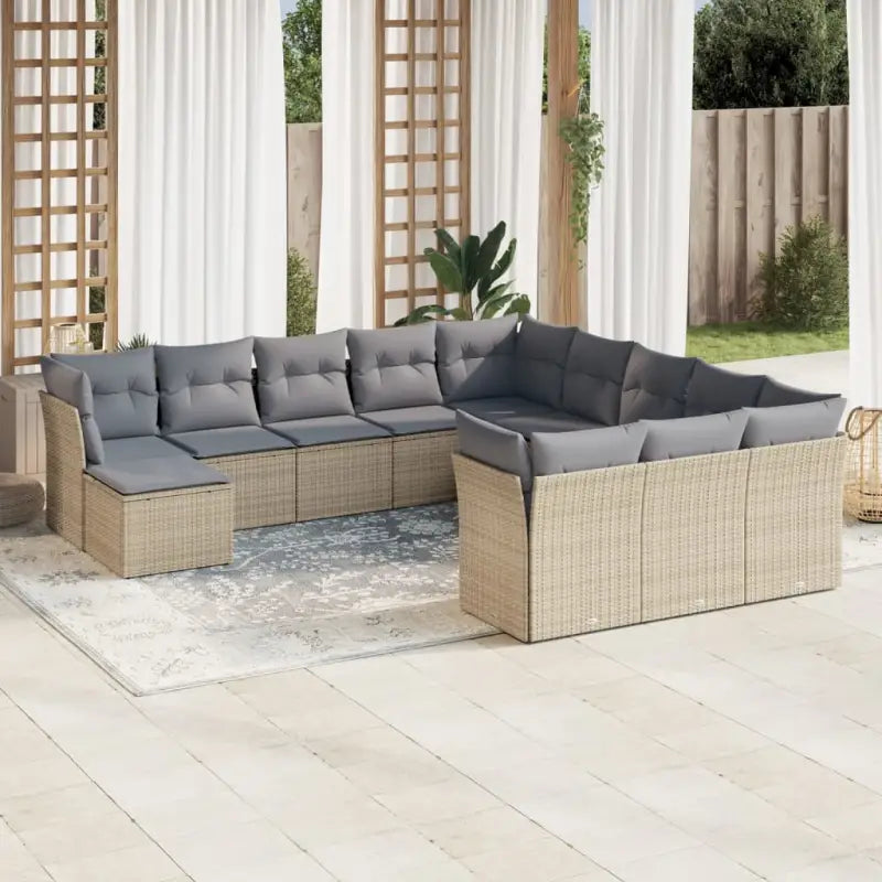 Loungetuinset van gepoedercoat staal met beige materiaal afmetingen - Beige en grijs / Zonder tafel - Tuinsets