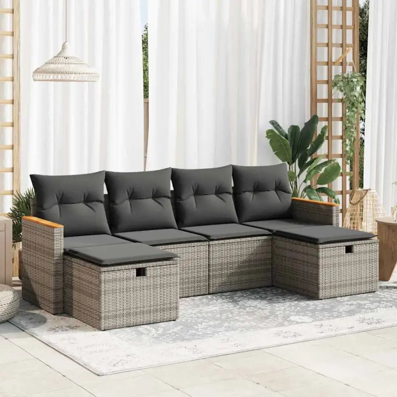 Loungetuinset van gepoedercoat staal met beige materiaal en grote afmetingen - Grijs / met opbergruimte - Tuinsets