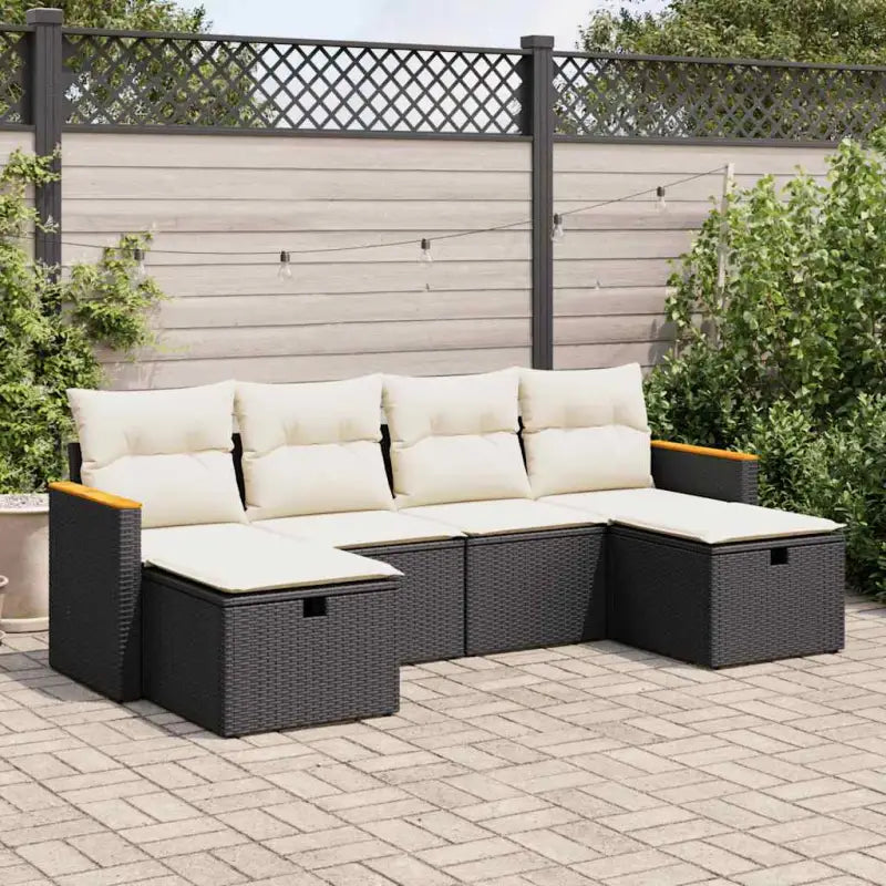 Loungetuinset van gepoedercoat staal met beige materiaal en grote afmetingen - Zwart en crème / met opbergruimte